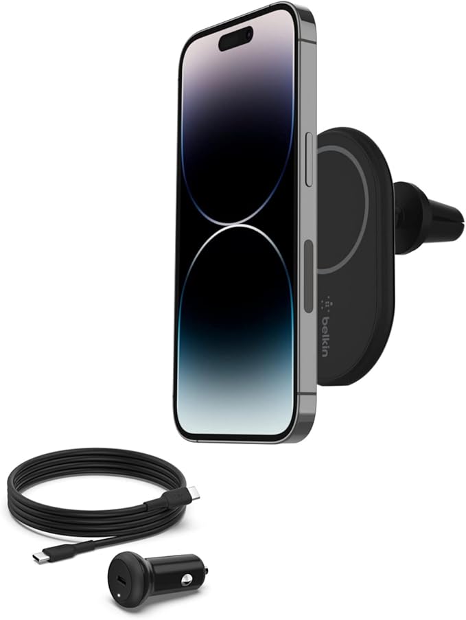 Nein Auslaufartikel (Produktion durch Belkin BoostCharge WIC004 drahtloser magnetischer Kfz-Halter mit 10W-Ladung für MagSafe-iPhones 12-16, inkl. Kabel und 20W-Ladegerät