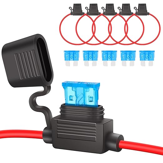 JatilEr Sicherungshalter Kfz 16AWG 5 Stück 12V mit 15A Sicherungen für Auto/Lkw/Motorrad/Boot