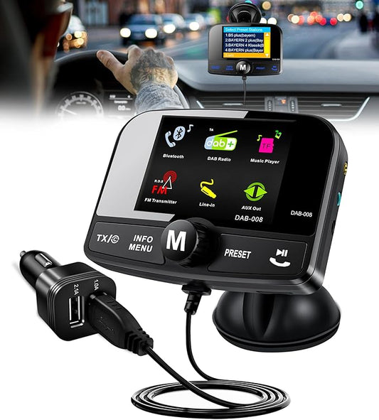 DeeprBetter DAB008 2025 Auto DAB+ Adapter mit Bluetooth, FM-Transmitter, AUX In/Out, USB-Ladefunktion und TF-Player