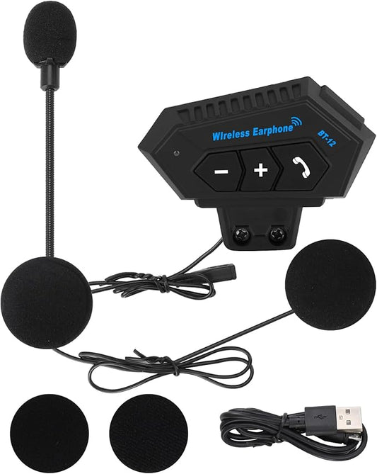 Yosoo Health Gear BT12 Motorrad Headset Bluetooth Helm-Kommunikationssystem mit Freisprechen, Sprachsteuerung und 8h Akkulaufzeit