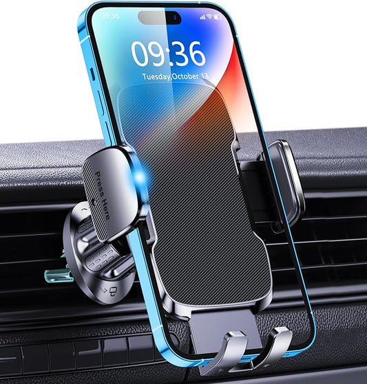 Glangeh Handyhalterung Auto Lüftung 12V KFZ mit Ein-Knopf-Release, 360° drehbar für alle 4-7" Smartphones inkl. iPhone 14 Pro Max – EIN