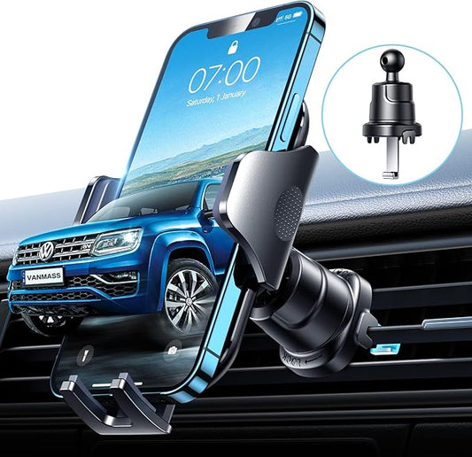 VANMASS VMEZ11CTBK1-DE-KG Handyhalterung Auto 2025 Upgrade Lüftungshaken 360° drehbar Militärschutz für iPhone Samsung Smartphone 12V KFZ