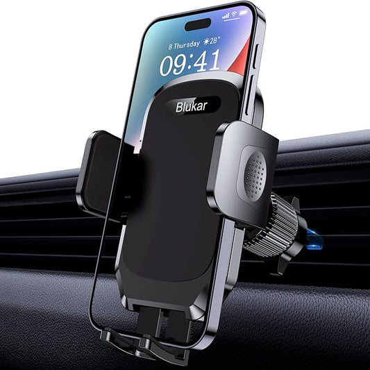 Blukar K9779 Handyhalterung Auto Lüftung 360° drehbar, 12V KFZ Halterung mit Ein-Knopf-Release für 4,0-6,7 Zoll Smartphones