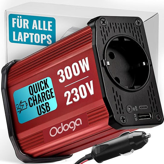 Nein Auslaufartikel (Produktion durch Odoga Wechselrichter 12V auf 230V 300W mit USB-C und USB-A, Auto Steckdose für Laptop, iPad, iPhone, Tablet